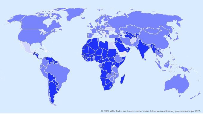 Puedes consultar las restricciones de viaje por países en este mapa interactivo
 